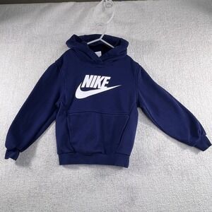 Kids Nike Navy Blue Sportswear Club Fleece Hoodie Sweatshirt Pullover Size Small